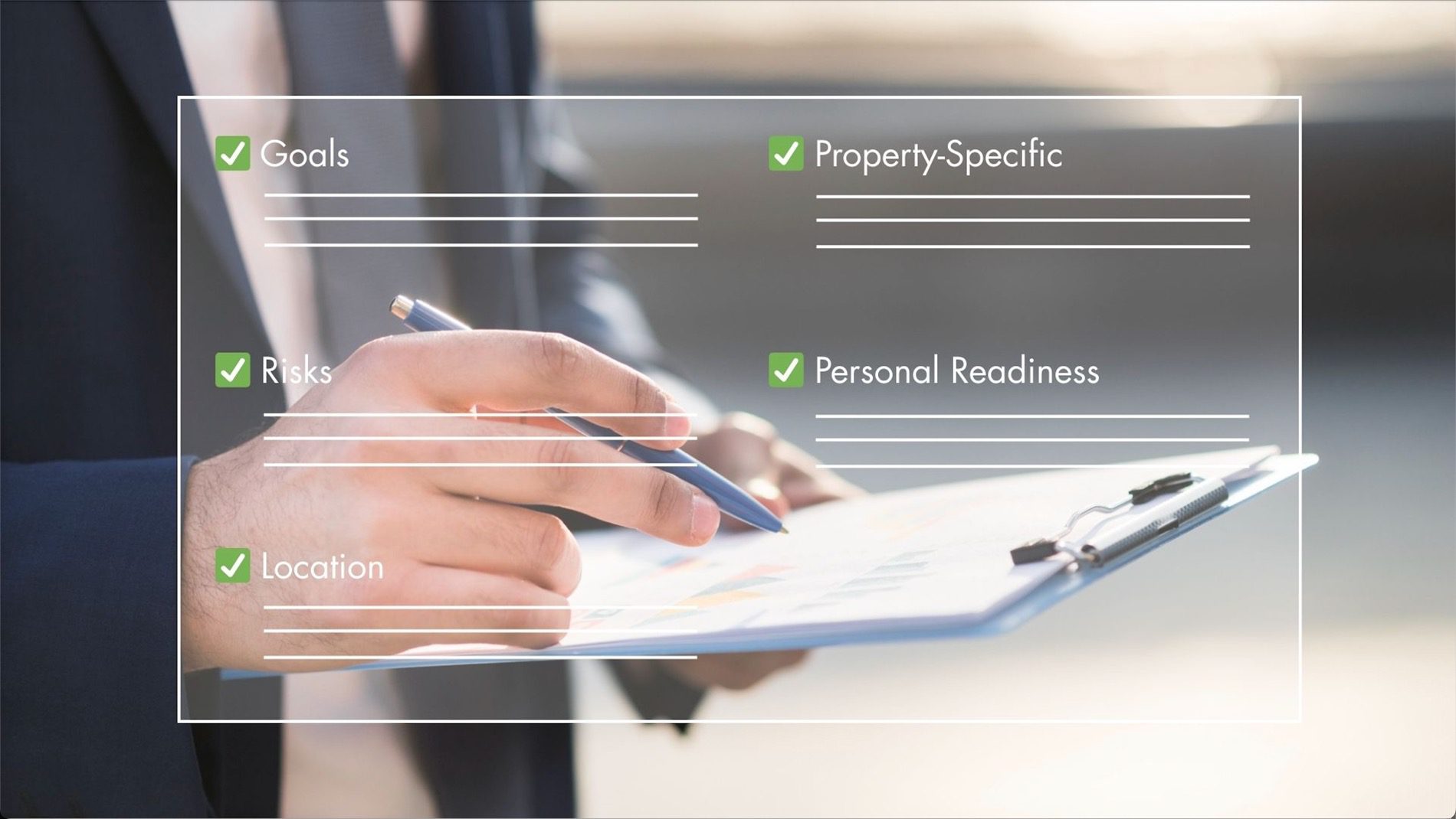 Investment Criteria Checklist Man On Clipboard By Box